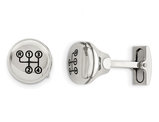 Stainless Steel Polished Enameled Stick Shift Cufflinks